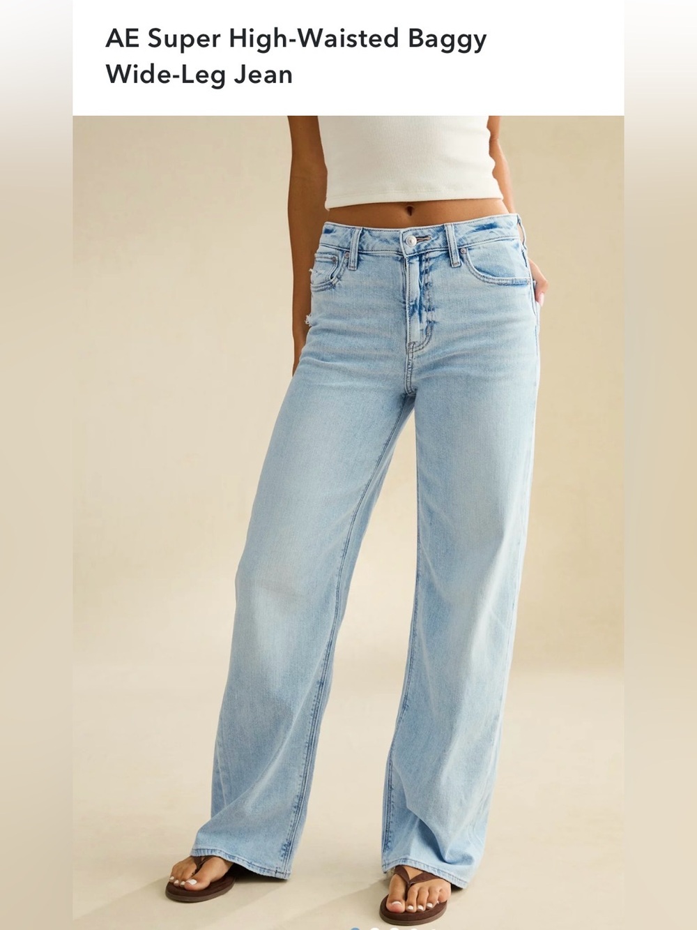 Women’s American Eagle Super high rise baggy wide leg jeans size 4Long - Picture 8 of 8